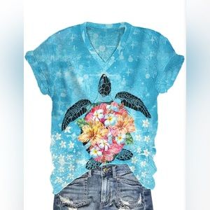 CLEARANCE SALE! 
Maui Sea Turtle tee shirt Blue & Pink